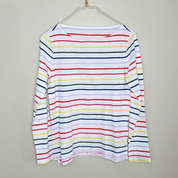 Banana Republic Spring Summer Long Sleeve Rainbow Stripe Shirt Size Medium - Picture 1 of 7